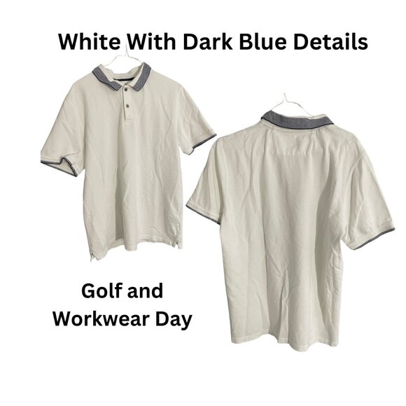 4 Medium Men's Polo Banana Republic Shirts In Off-White, Blue, White and Pattern - Picture 8 of 13